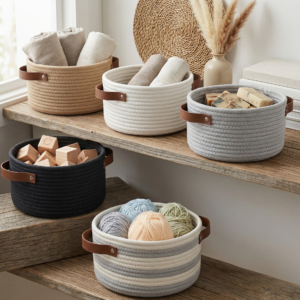 leather strap basket